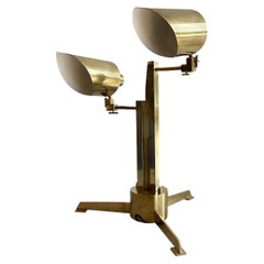 Antique 20th Century Gold German Cubistic Brass Office Lamp, Desk Light by Franz Ehrlich