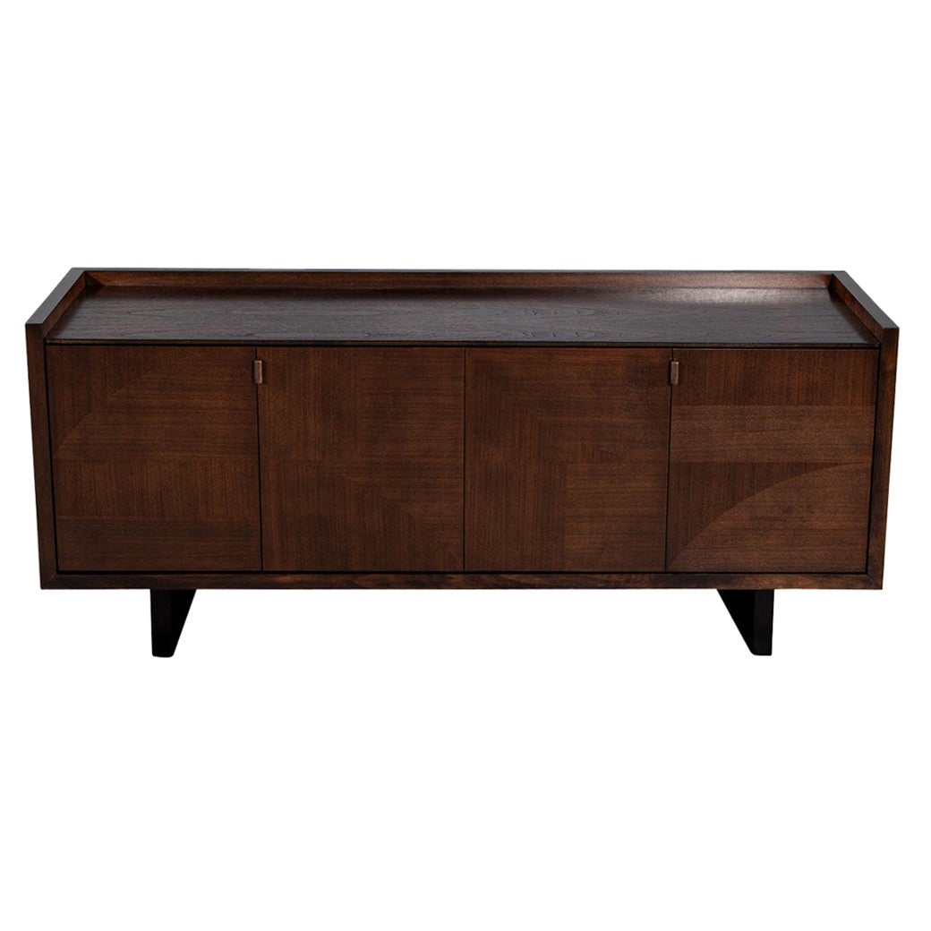 Modern Walnut Sideboard Buffet with Marquetry Inlay For Sale