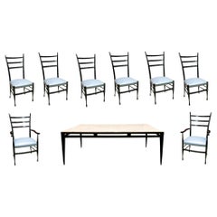 Table 8 personnes, 2 fauteuils et 6 chaises attribuées à Gio Ponti, 1965