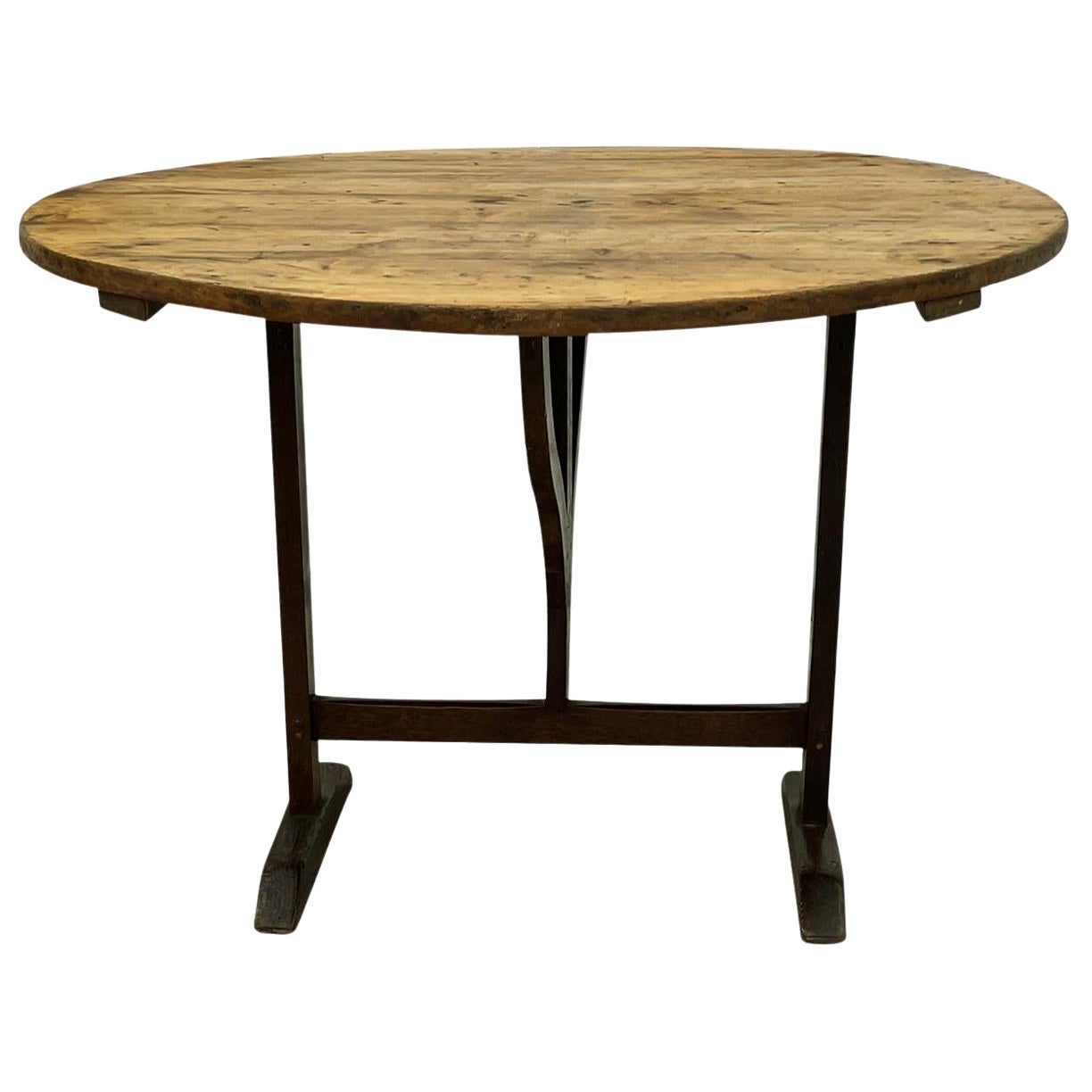 19th Century French Provincial Walnut Folding Wine Table - Antique Side Table For Sale