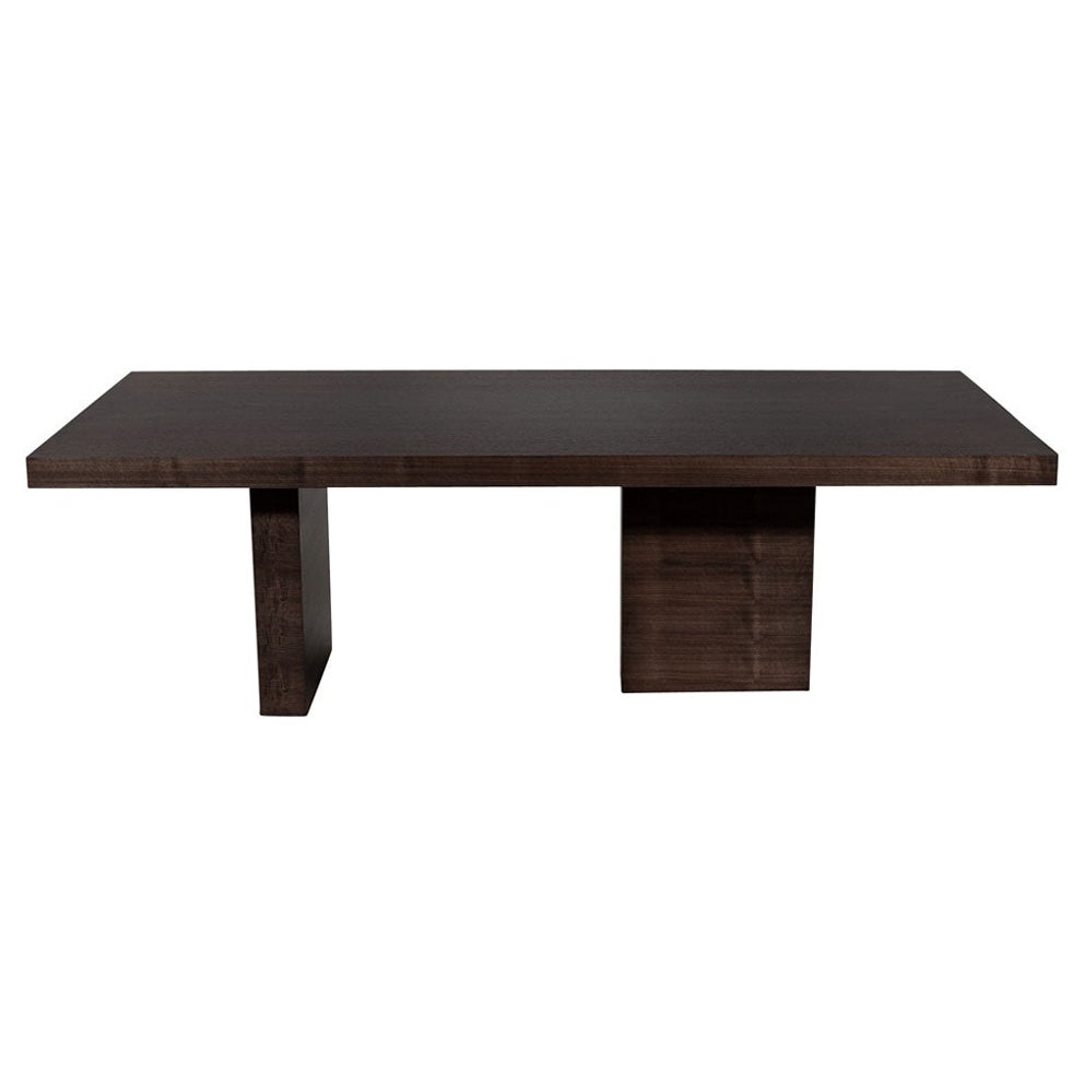 Custom Modern Walnut Dining Table with Column Pedestals by Carrocel For Sale