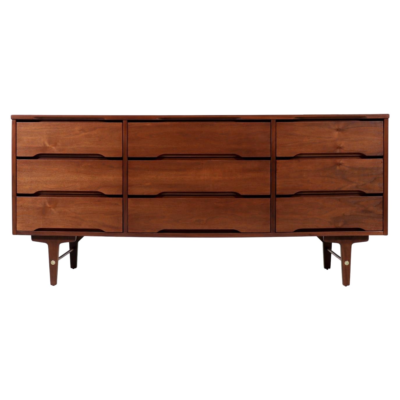 Mid-Century Modern Walnut 9-Drawer Dresser by Stanley Furniture