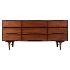 Mid-Century Modern Walnut 9-Drawer Dresser by Stanley Furniture