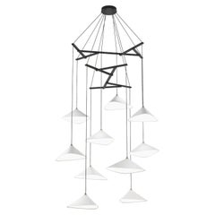 Daniel Becker 'Emily Vertikal 10' Chandelier in Matte White for Moss Objects