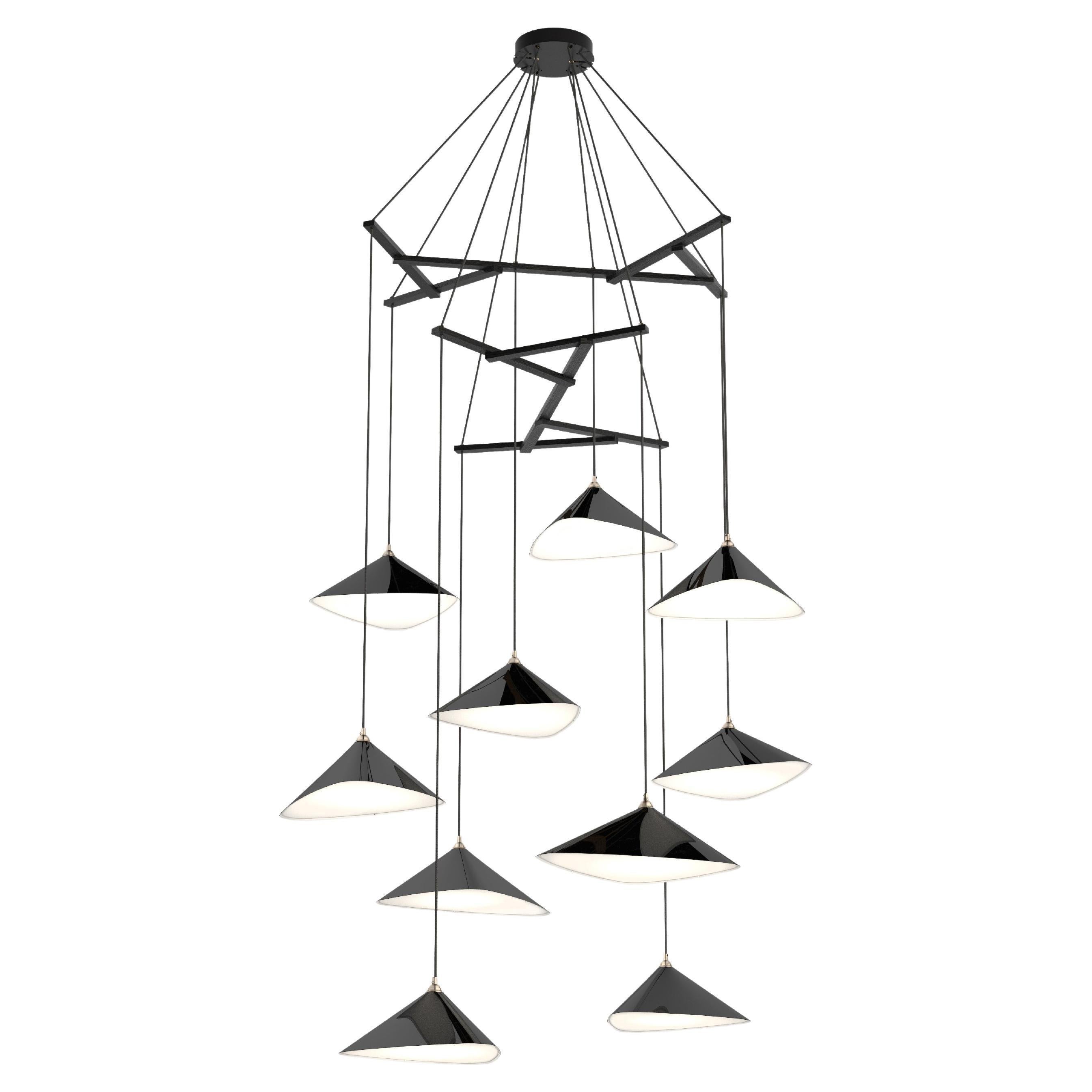 Daniel Becker 'Emily Vertikal 10' Chandelier in Gloss Black with Black Frame