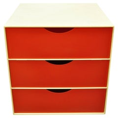 Vintage Joe Colombo Palaset Style Plastic Red 3 Drawer Cube 'A'