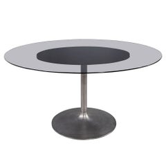 Vintage Modernist Trumpet Base Glass Top Dining Table