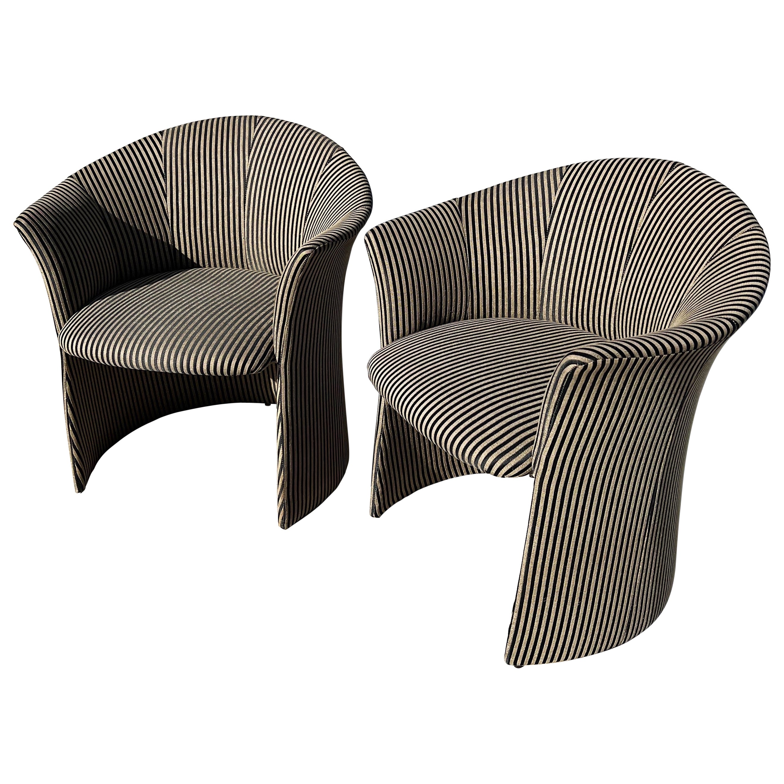 Vintage Pair of Striped Chairs, Attributed to Roche Bobois 