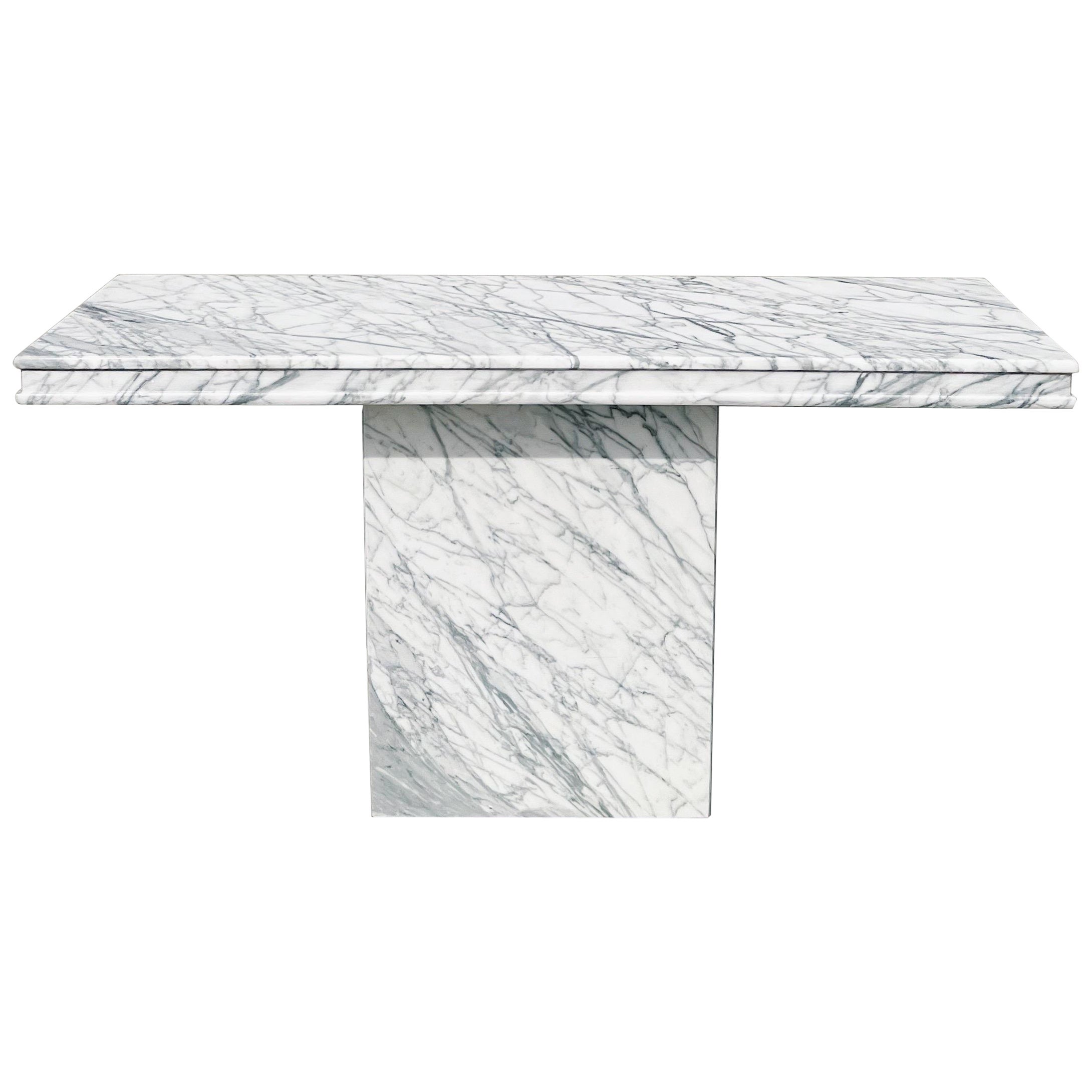 Vintage Italian Carrara Marble Rectangular Console Table