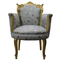 Used French Gilt Framed Armchair W/ Floral Upholstery