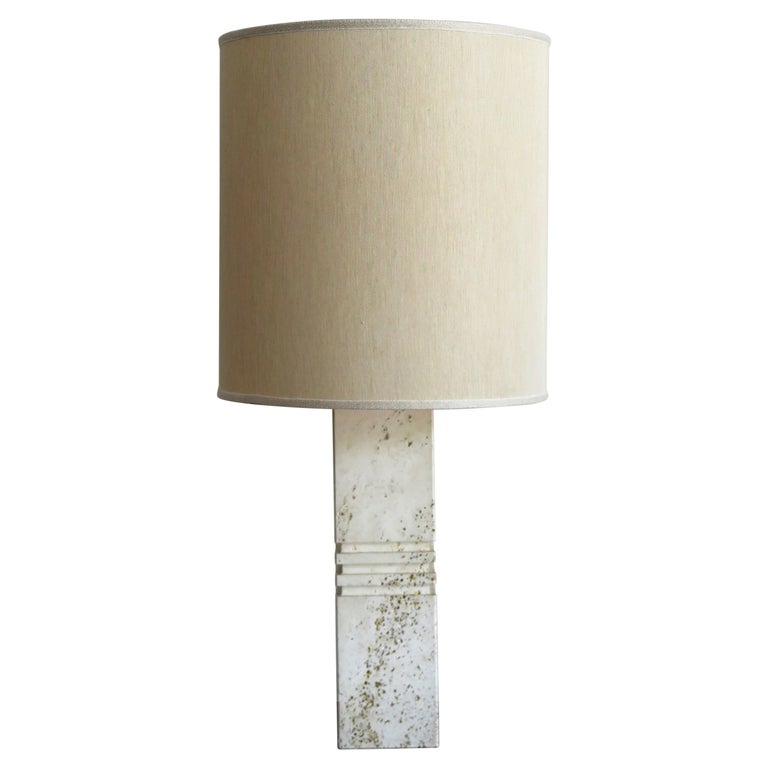 F.lli Mannelli Midcentury Italian Travertino Lampshade Table Lamp 1950s For Sale