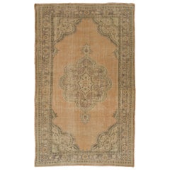 Vintage 7.4x12 Ft Mid-Century Anatolian Oushak Area Rug, Wool Hand-Knotted Carpet