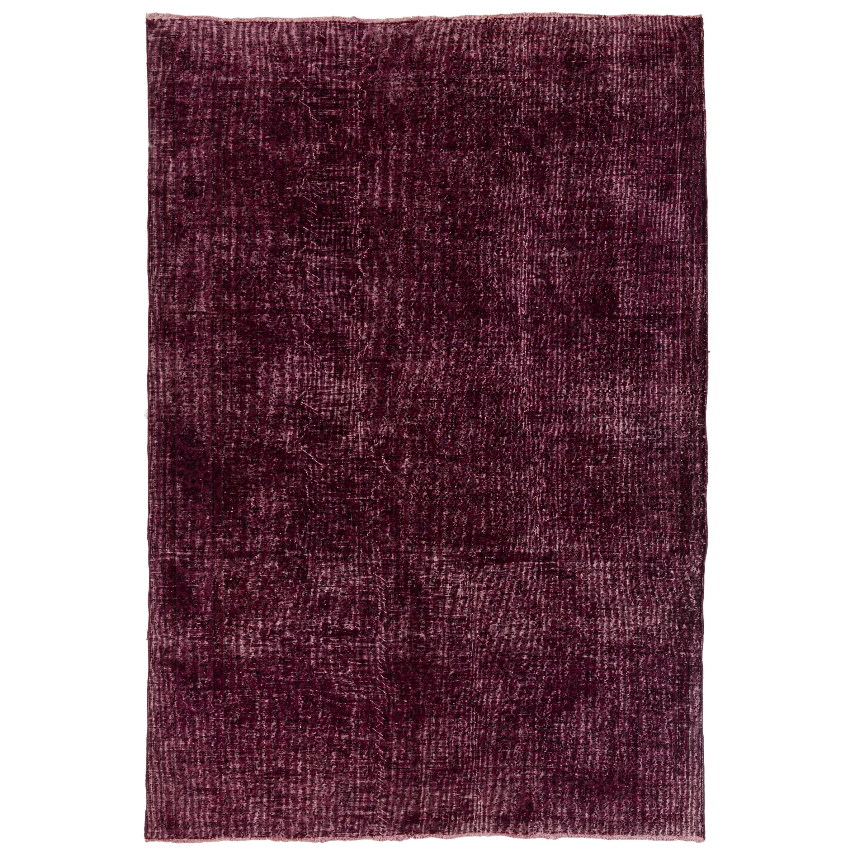 7x10.2 Ft Handmade Turkish Large Rug in Solid Burgundy Red for Modern Interiors For Sale