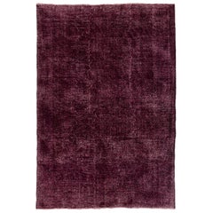 Used 7x10.2 Ft Handmade Turkish Large Rug in Solid Burgundy Red for Modern Interiors