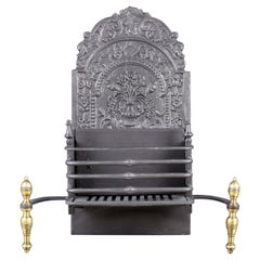 Neoclassical Style Cast Iron & Brass Victorian Fire Basket, English
