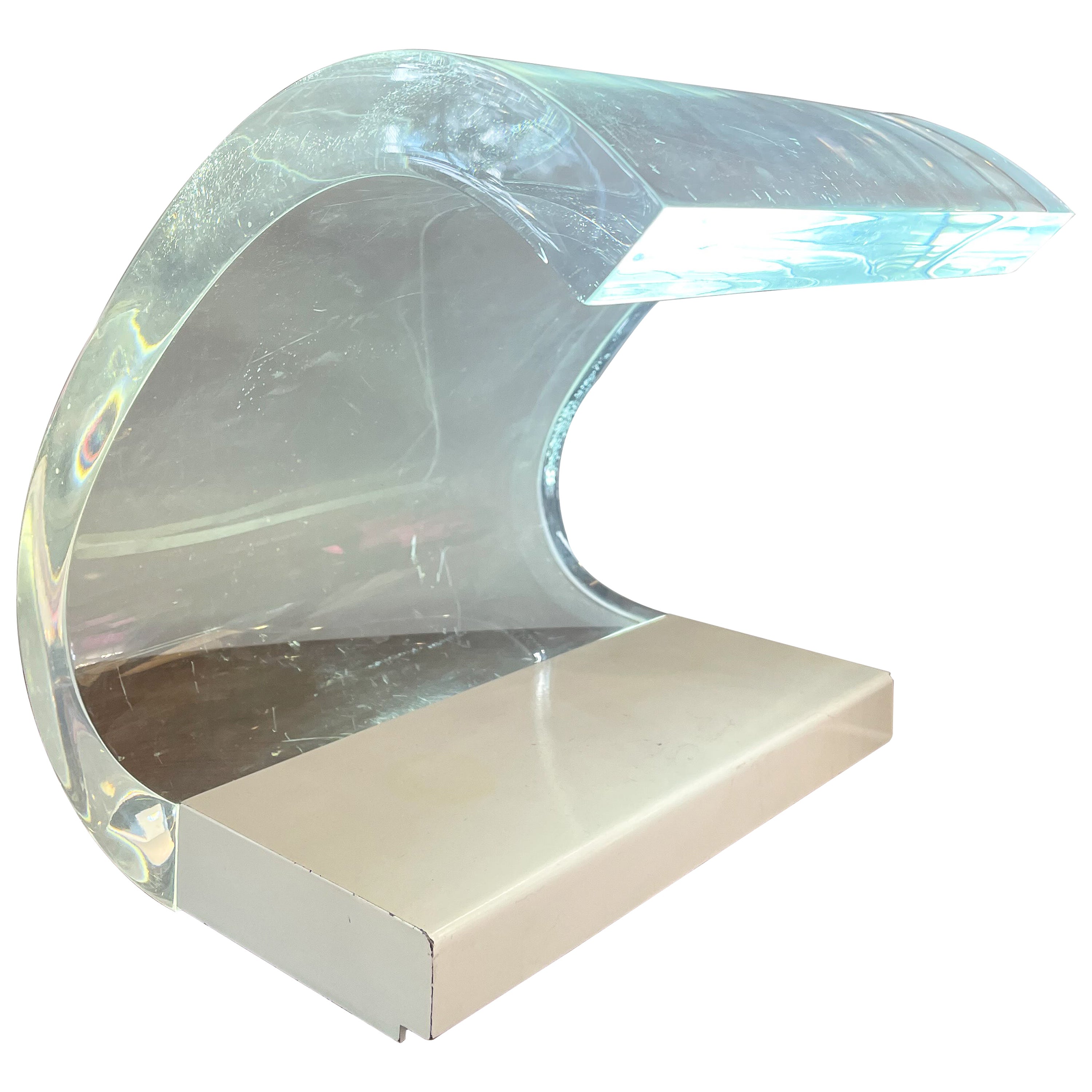 Mid-Century Plexiglass White Table Lamp Model ''Acrilica" by Joe Colombo, Italy