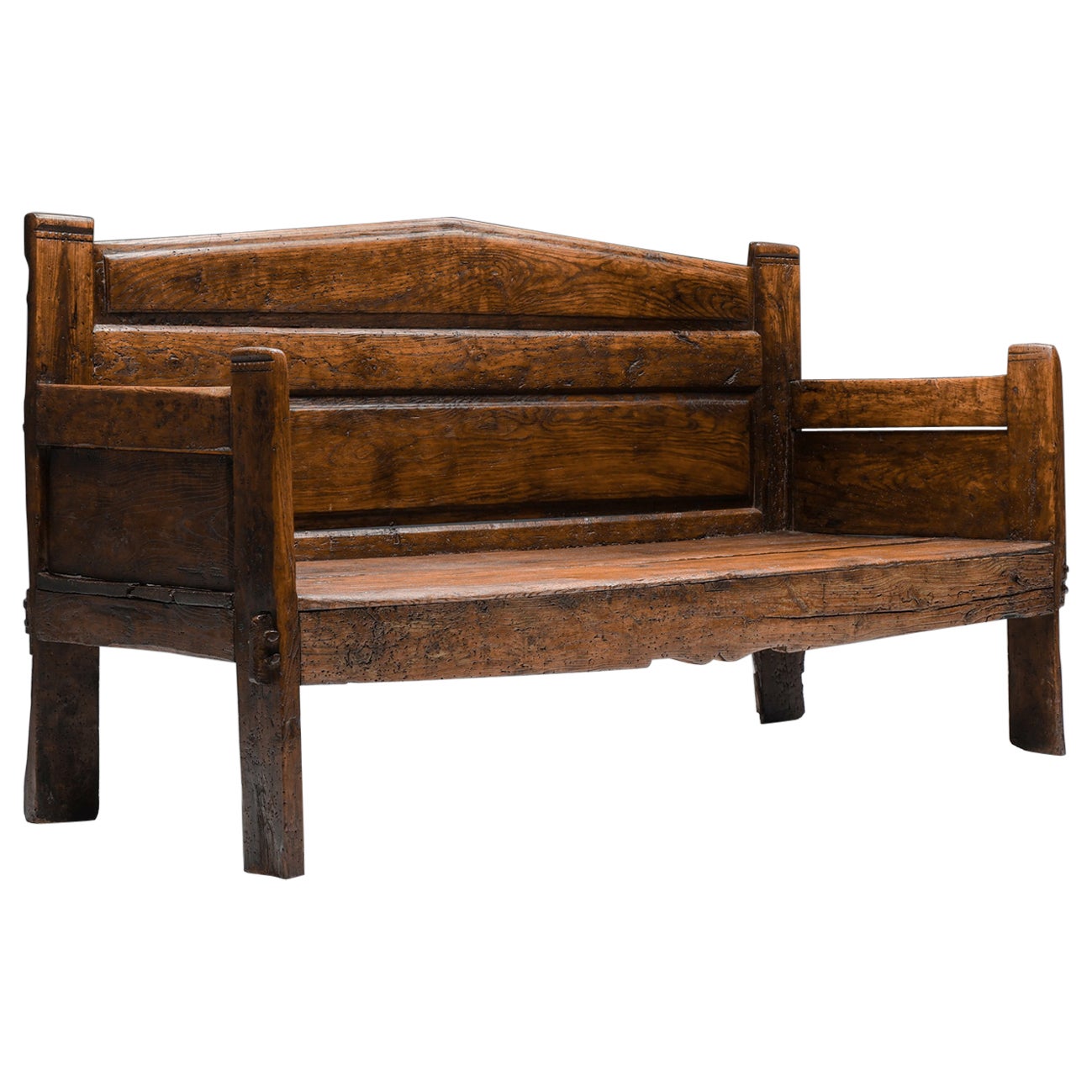 Wabi-Sabi Three Seater Bench, Monoxylite, Haut Savoie, Breton, 19th Century