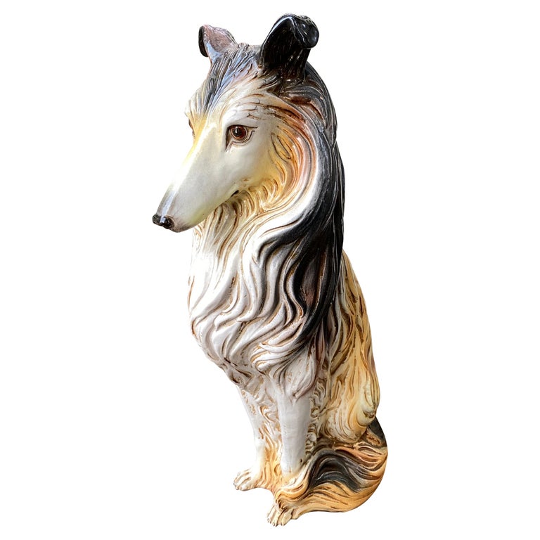 Ceramic Italian Hand-Built Collie Dog For Sale