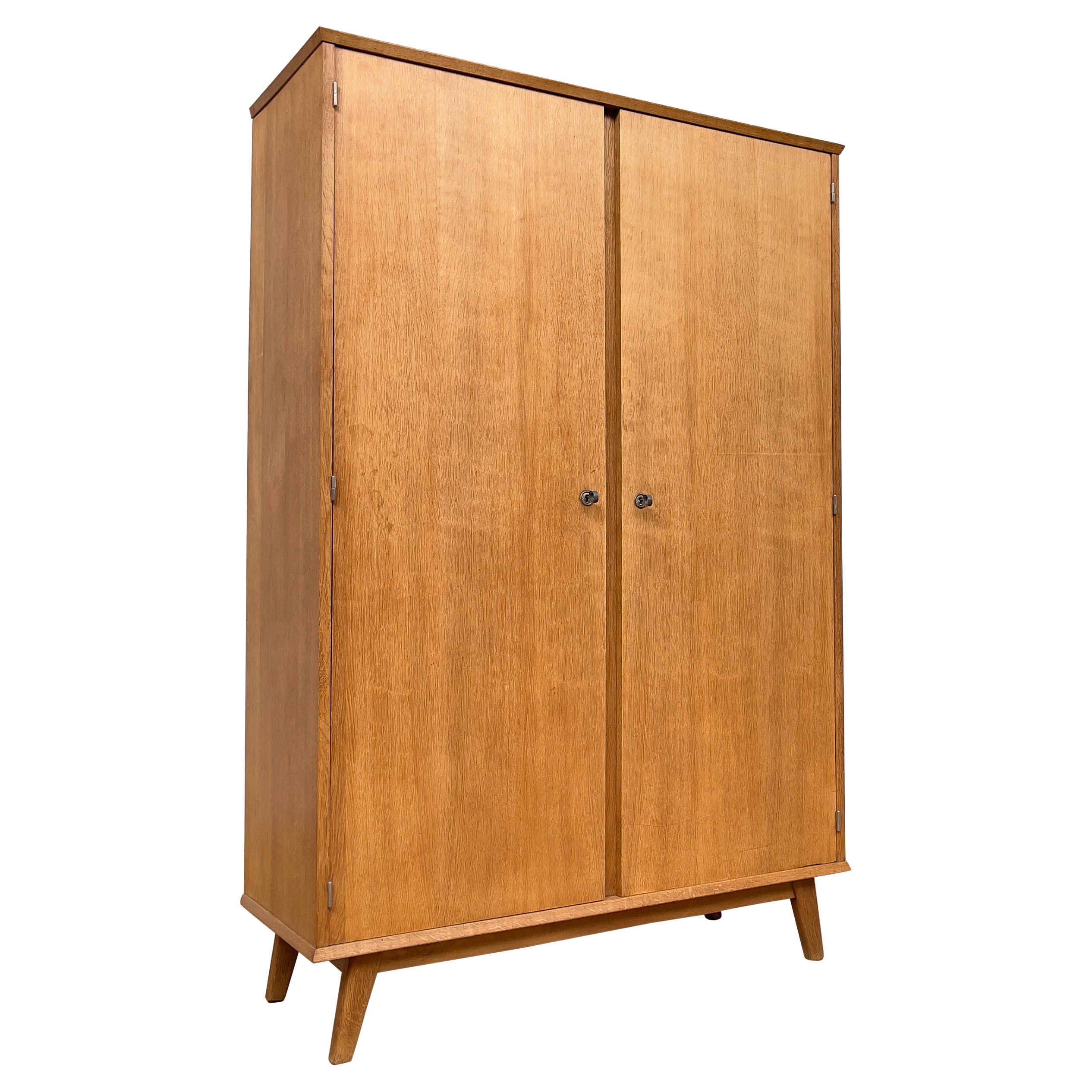 Vintage French 2-Door Oak Cabinet, 1960 For Sale