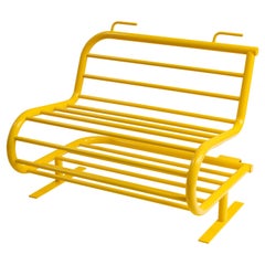 Two-Seat Bench in Bright Yellow Tubular Steel (Outdoor Suitable)