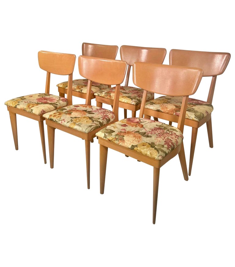 Heywood Wakefield Champagne Finish Dining Chair’s, Set of 6 For Sale at
