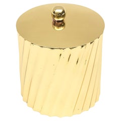 Fluted Twisted Brass Mid-Century Modern Box with Ball Lid