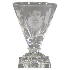Used 6 Georgian Anglo Irish Crystal V-Shaped Goblets w/ Engraved Thistles & Roses