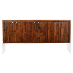 Lucite, Walnut, and Rosewood Credenza in the manner of Milo Baughman, 1960s