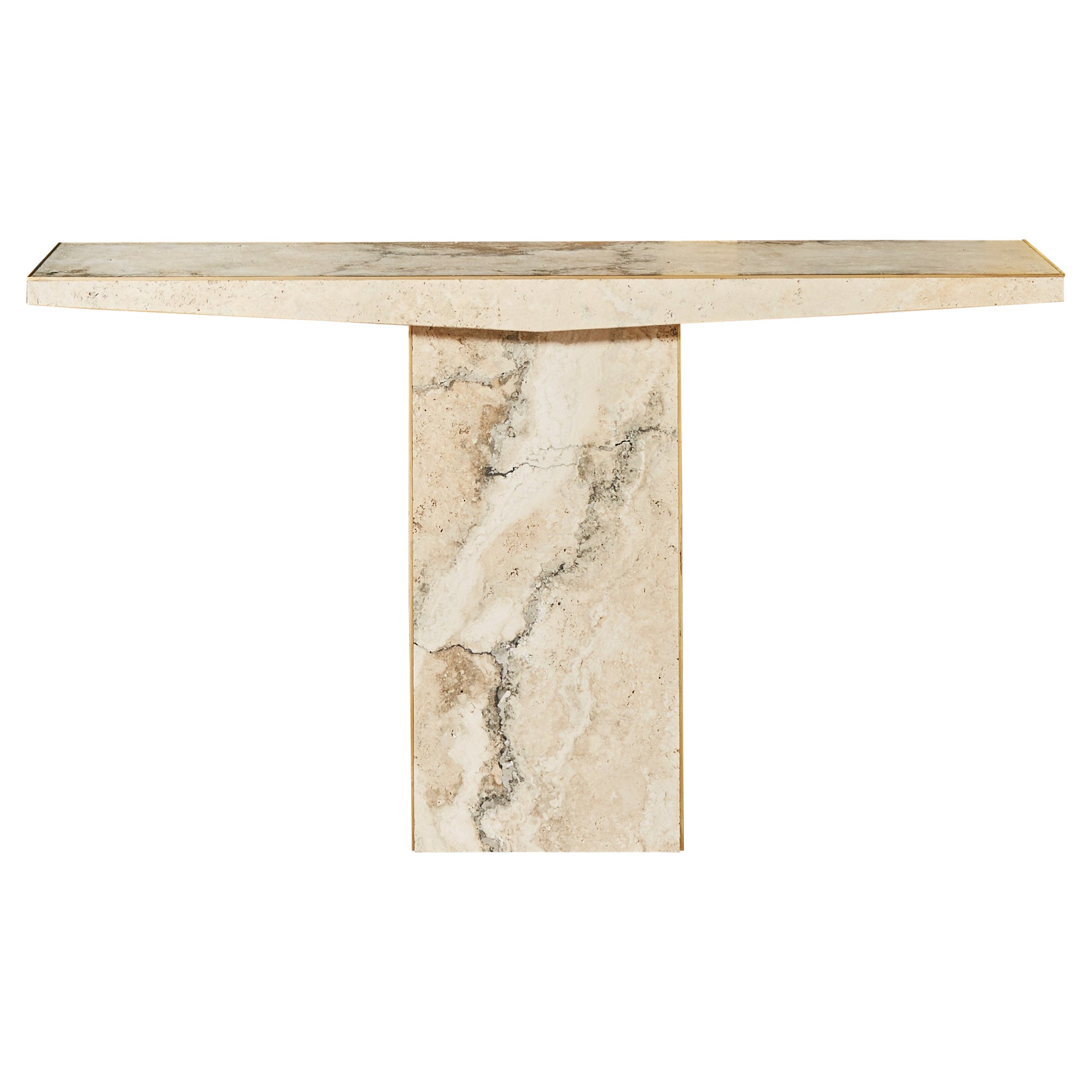 Travertine Stone Console by Studio Glustin For Sale