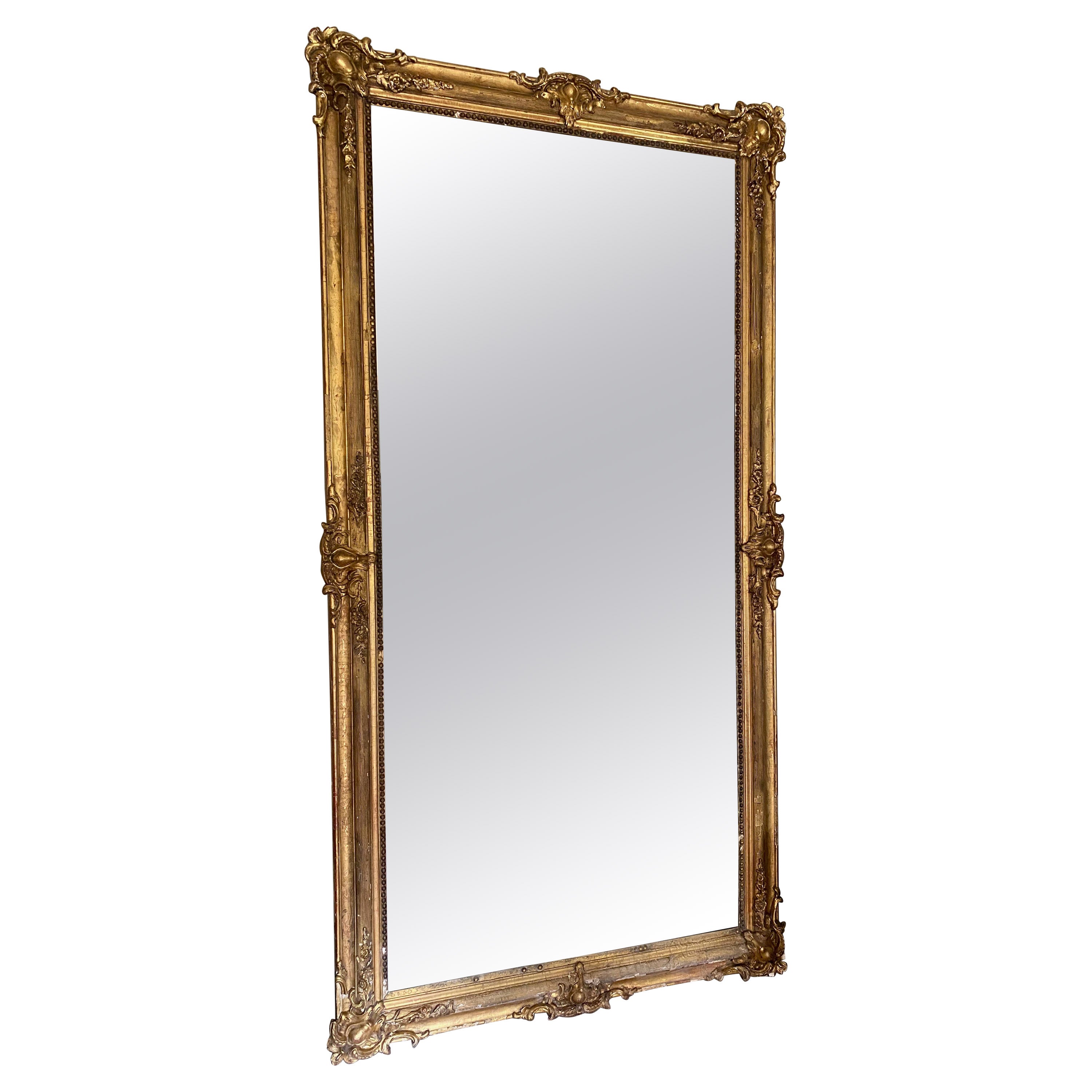 Huge Early 19th Century French Giltwood and Gesso Mirror