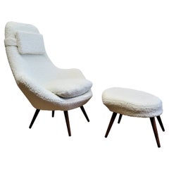 Mid Century Danish Modern Lounge Chair with Ottoman