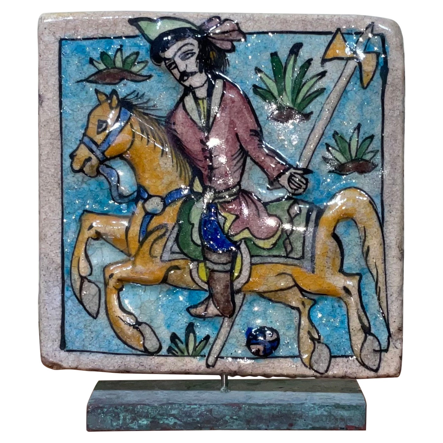 Precioso azulejo persa pintado a mano