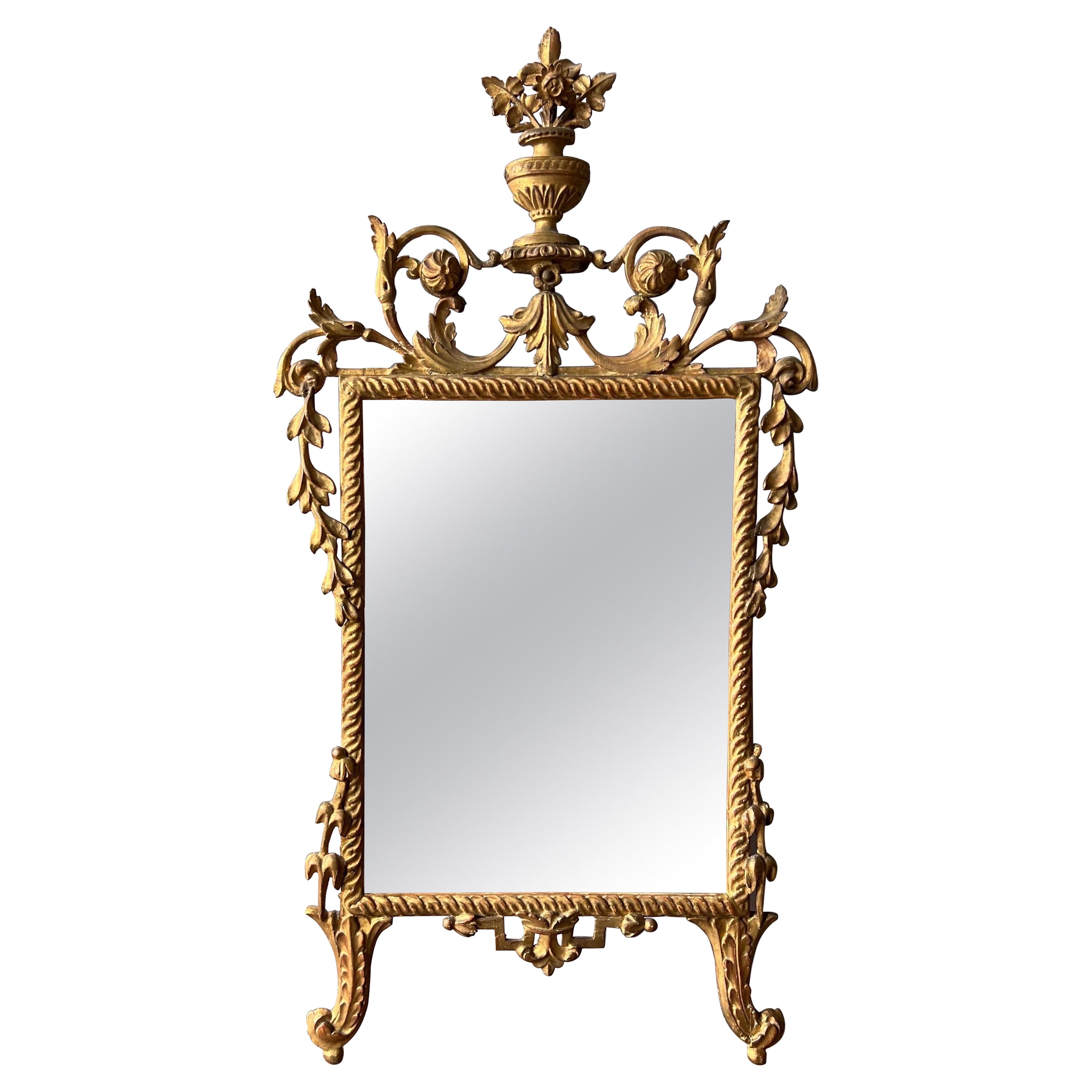 Fine 18th Century Italian Rococo Giltwood Mirror For Sale