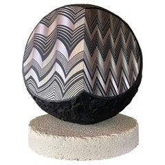 1980s John Clague Postmodern Carved Steel “Geode” Sphere Sculpture