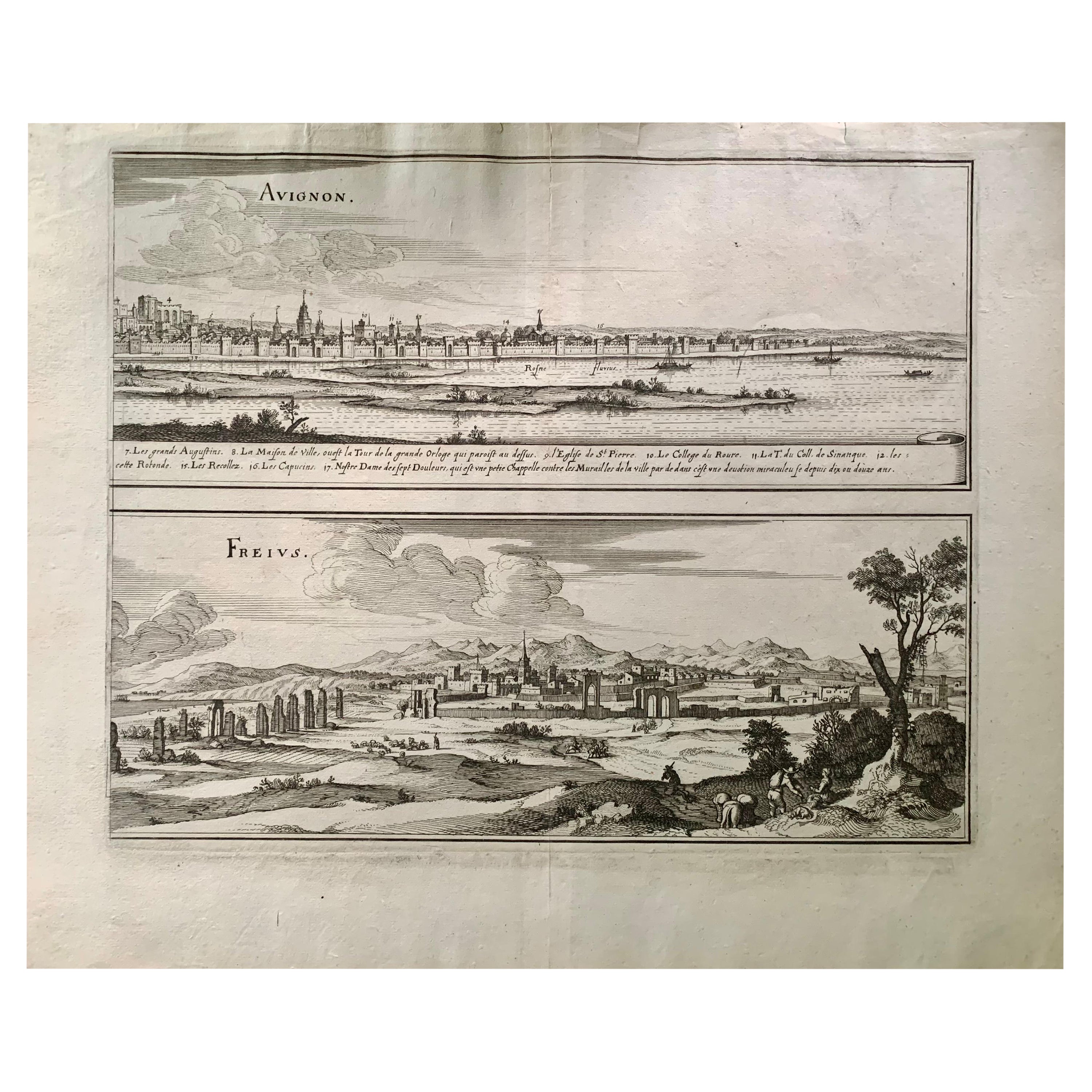 17th Century Topographical Map of Cote D'azur, Avignon, Frejus by Iohan Peeters For Sale