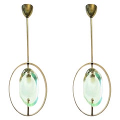 Vintage Pair of Pendants by Max Ingrand for Fontana Arte Model 1933, Italy, 1961