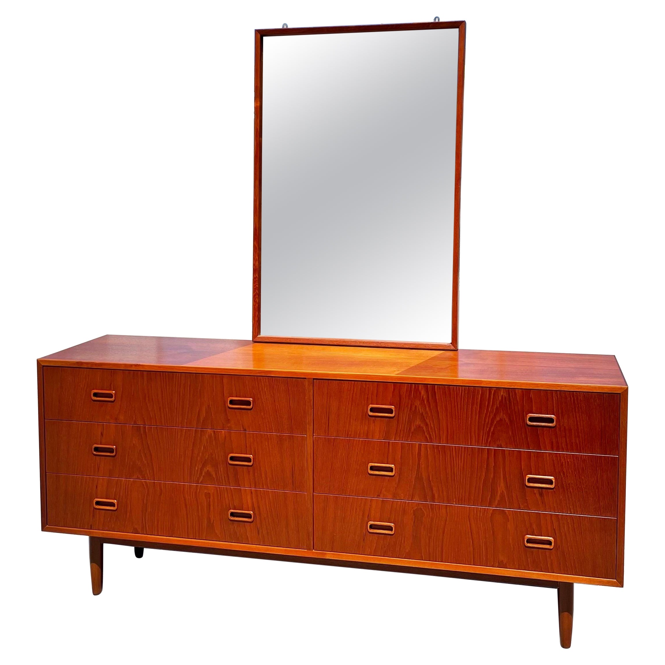 Arne Hovmand Olsen Teak Dresser + Mirror For Sale