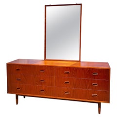 Vintage Arne Hovmand Olsen Teak Dresser + Mirror