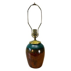 Brown & Green Pottery Table Lamp