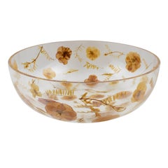 Resin Bowl Centerpiece with Leaves and Flowers Inclusions, Italy 1970