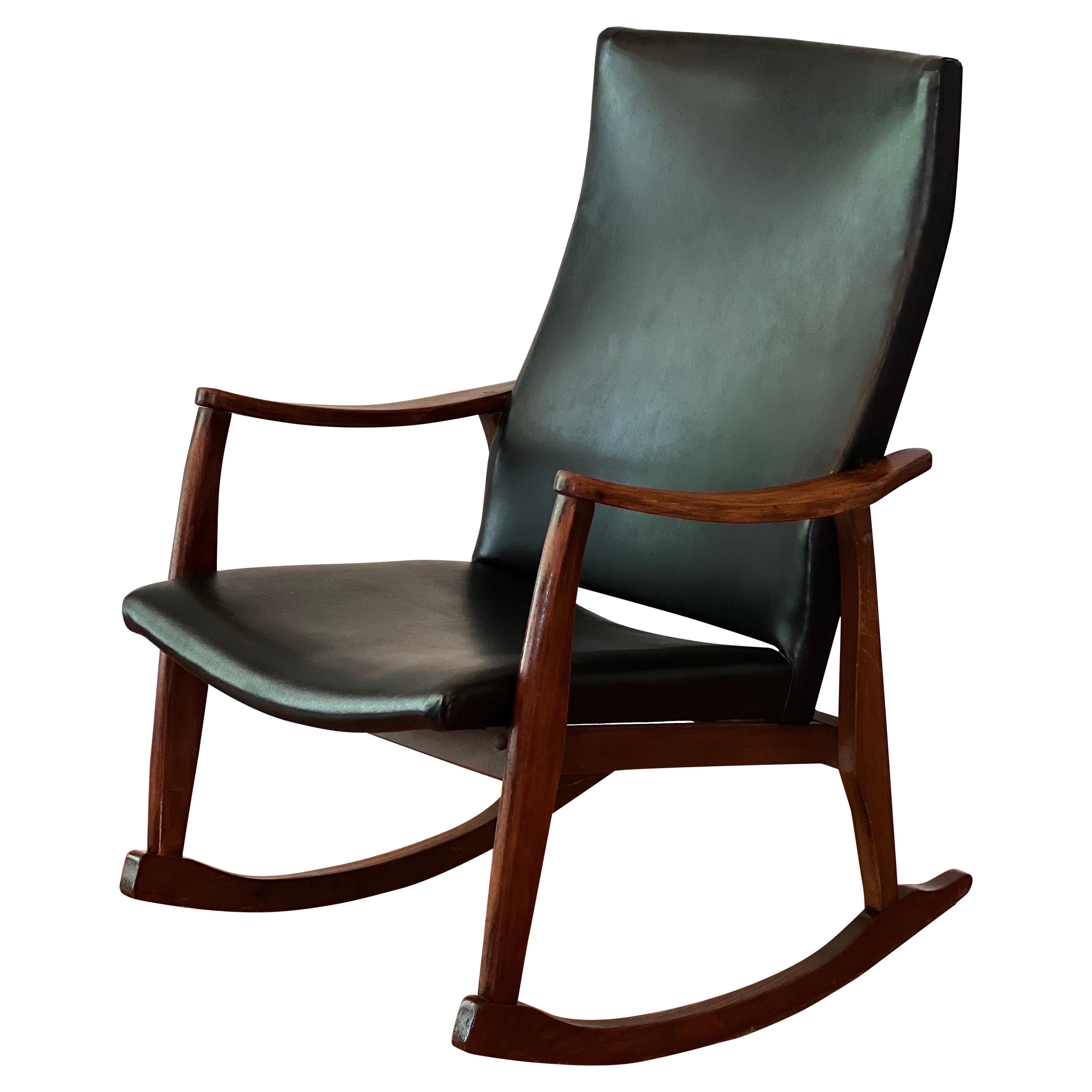 Chaise à bascule vintage de style Milo Baughman en vente