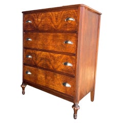 Vintage Mahogany and Burl Wood Veneer Dresser Cabinet Storage Drawers