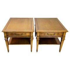 1960s, Hekman End Tables with Drawers, Pair