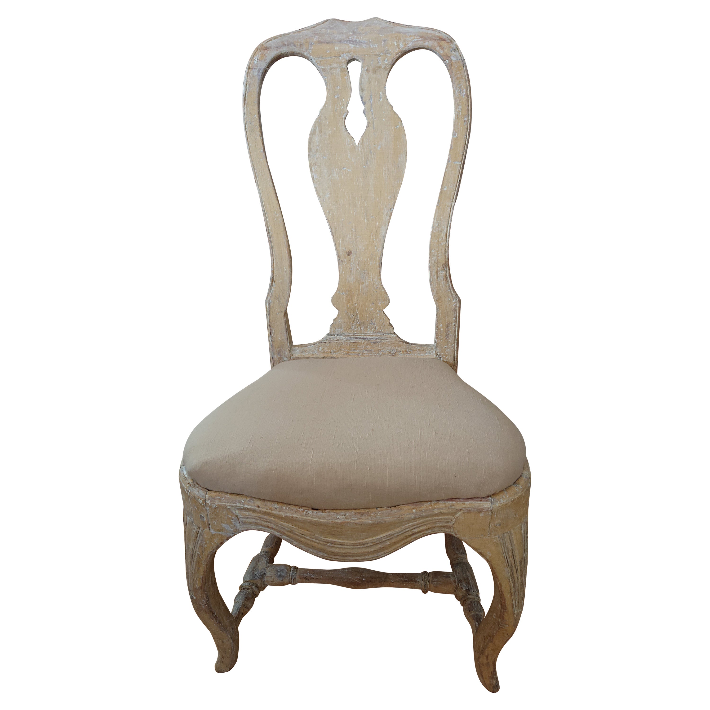 18th Century Swedish Antique Rococo Chair with Original Paint