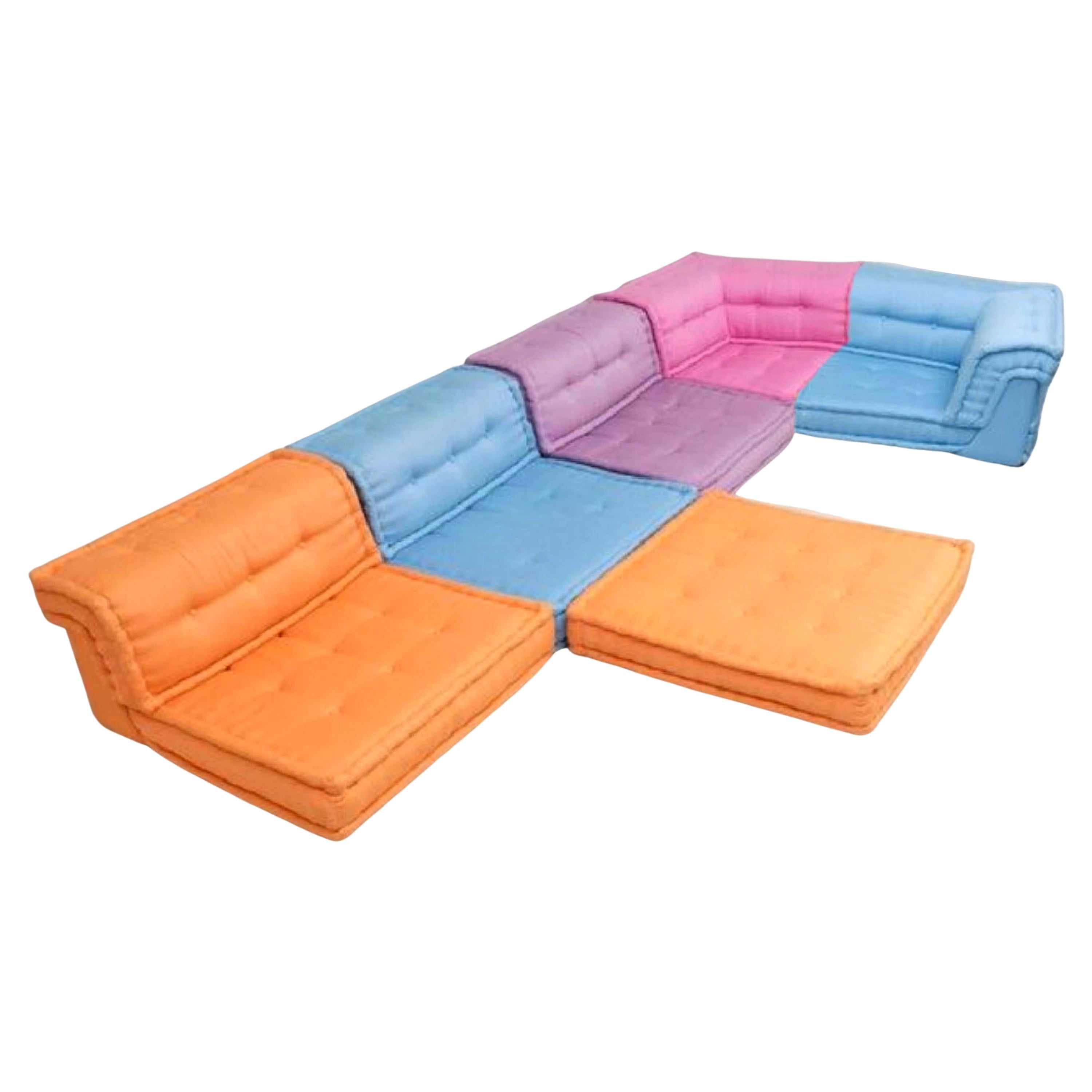 Le Mah Jong Roche Bobois Custom Springtime Pastel Modular Sofa Sectional Set