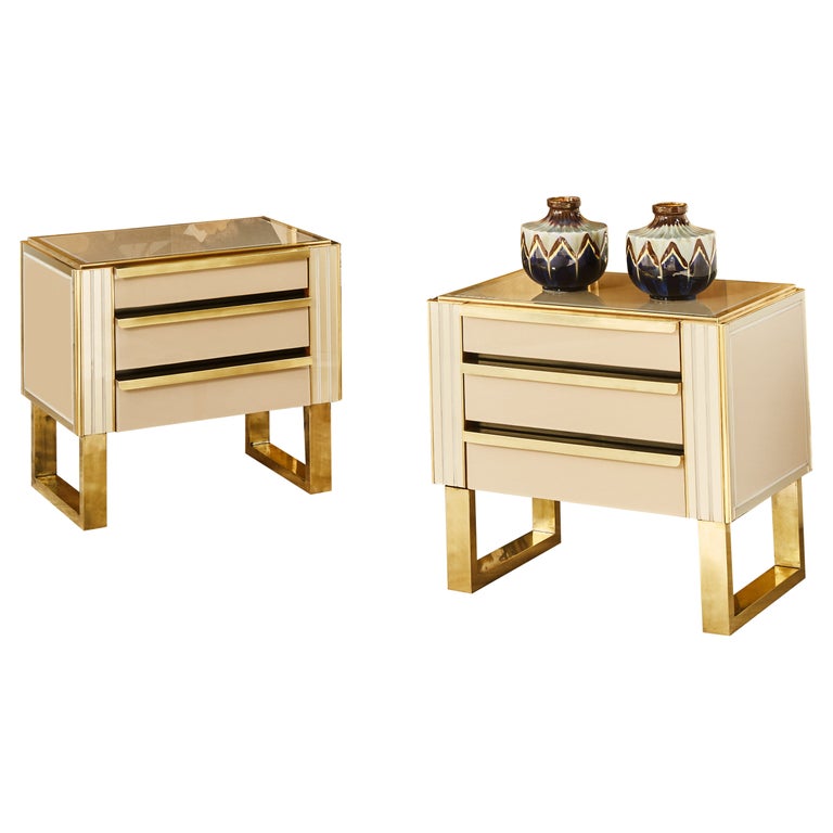 Nightstands in Mirror by Studio Glustin For Sale at 1stDibs