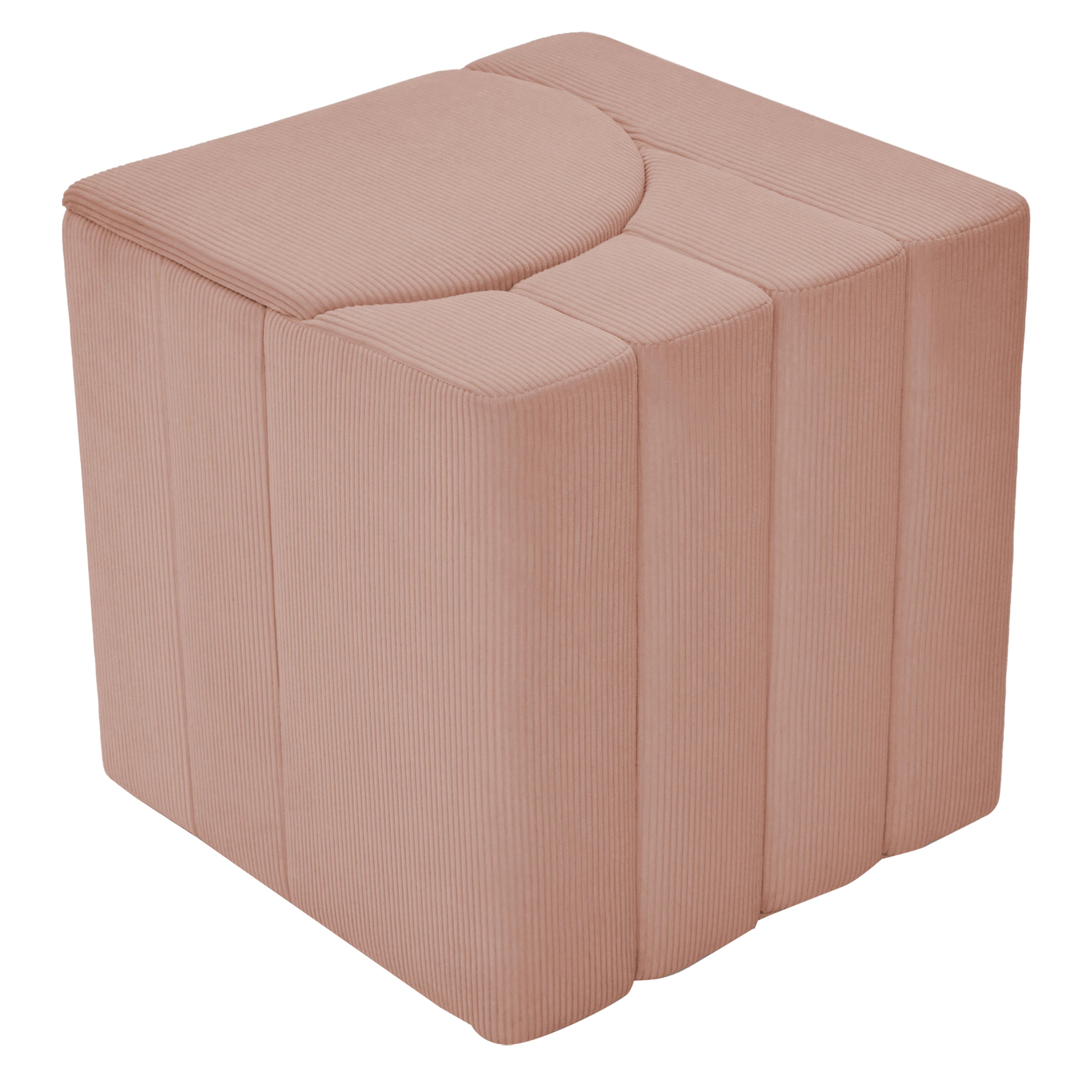 Tabouret rose « Prologue » de Marta Delgado, velours côtelé en vente