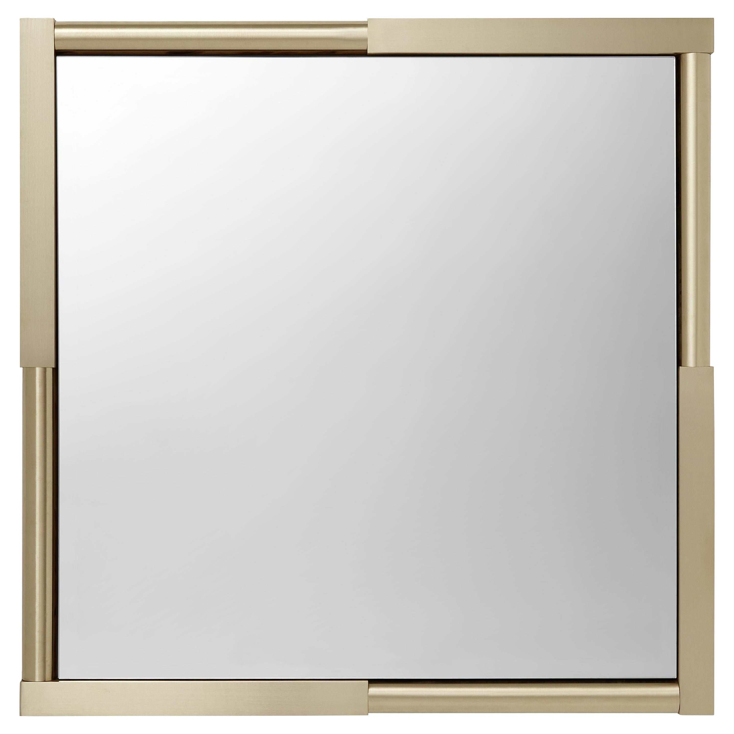'Sequence' Square Mirror by Marta Delgado, Brushed Brass For Sale