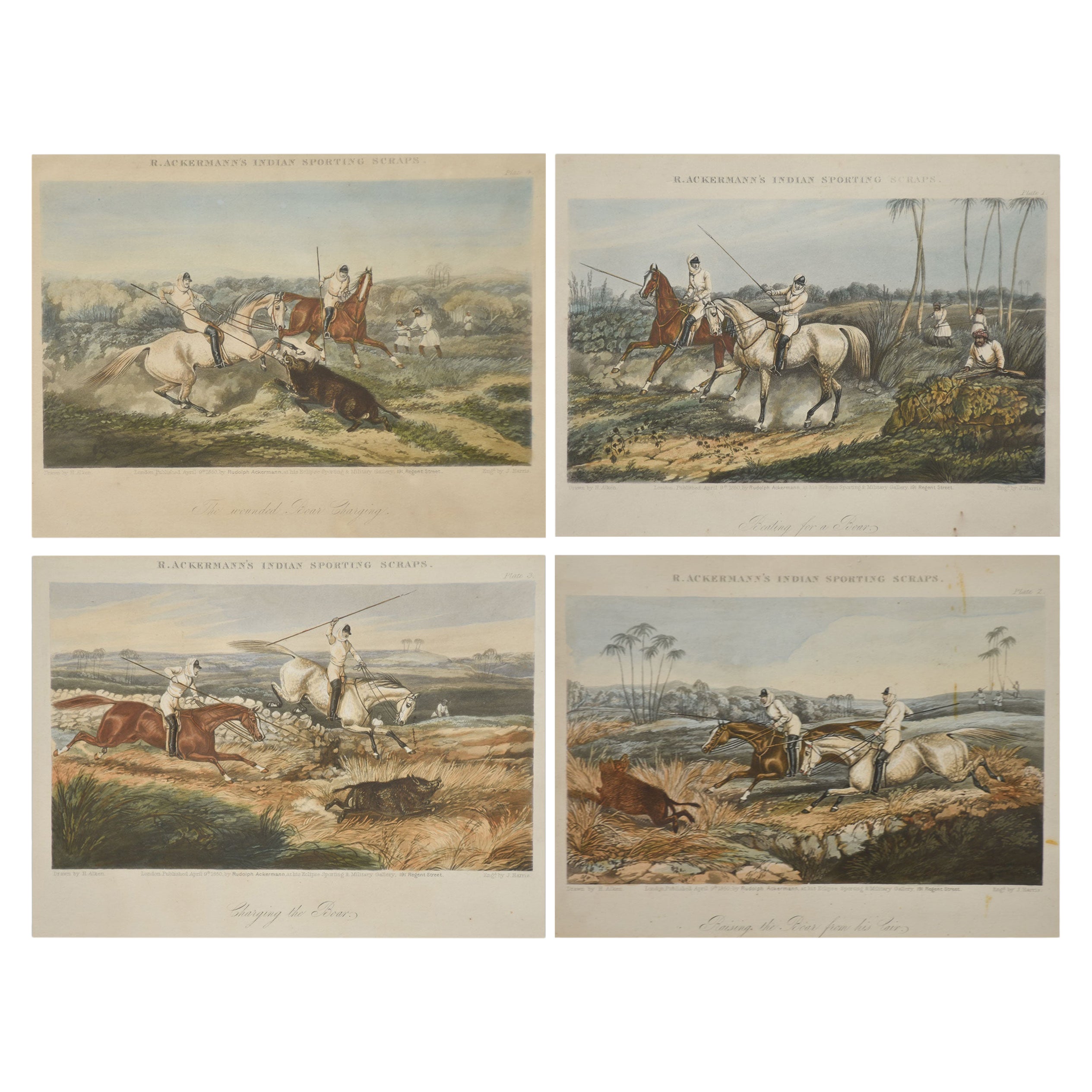 Set of Four Hunting Engravings