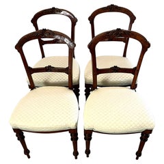 Set of 4 Antique Victorian Quality Carved Walnut Dining Chairs